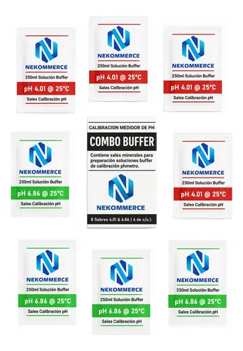Combo Buffer Calibrar Phmetro 8 Sobres Ph 4.01 & 6.86 (4c/u)