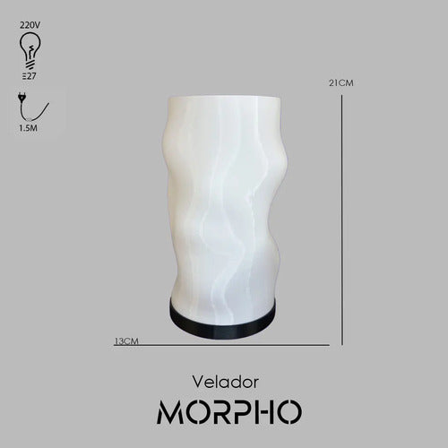 Lampara Velador Dekia Morpho Negro/blanco Negro Blanco
