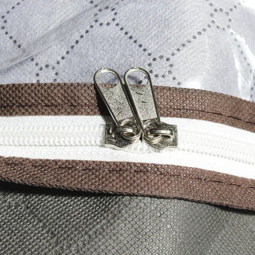 Organizador Tela Bajo Cama Guardado Ropa Acolchados Visor Color Gris Oscuro