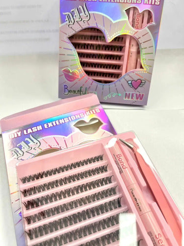 Kit Extensiones De Pestañas Cluster Pegamento Pinza Tiktok