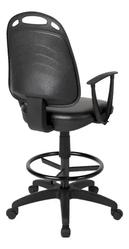Silla Cajera Alta Con Apoyabrazos Y Ruedas Negro