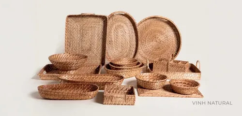 Cubiertero Bamboo Y Rattan Organizador Cubiertos 35 X 25 Cm Natural