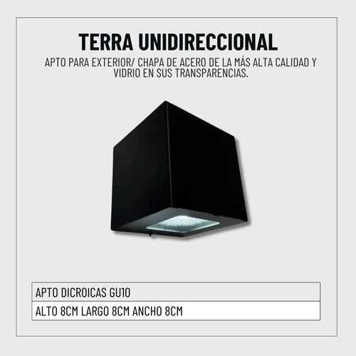 Aplique Pared Unidireccional Apto Intemperie Exterior Negro