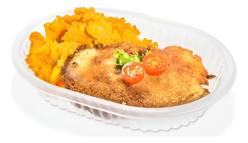 Bandeja Plástica Descartable Am. Plast Apta Microondas 600u Transparente