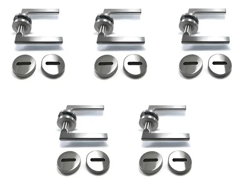 Manija Picaporte Doble Modelo Plano Acero Inox 5 Unidades
