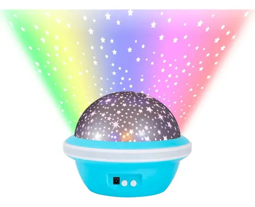 Lampara Velador Proyector Luz Rgb Luna Estrellas Celeste