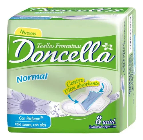 Toallitas Femeninas Doncella Con Alas & Perfume Suave 8u