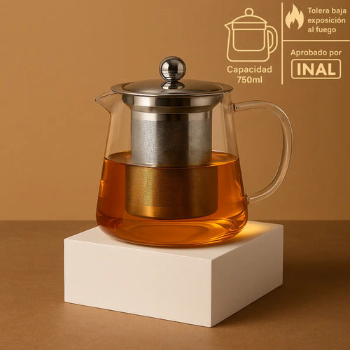 Tetera De Vidrio Borosilicato Con Infuso