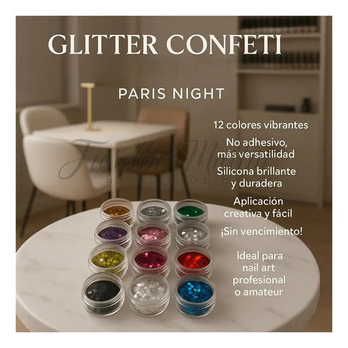 Glitter Confeti Redondo Paris Night x12 Mariposa · 16641 · foto 03