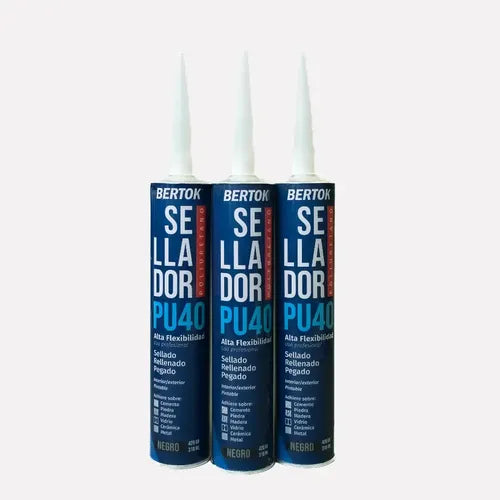 Sellador de Poliuretano PU40 Bertok Negro Cartucho 420 g Pack x 3 · 15757 · foto 01