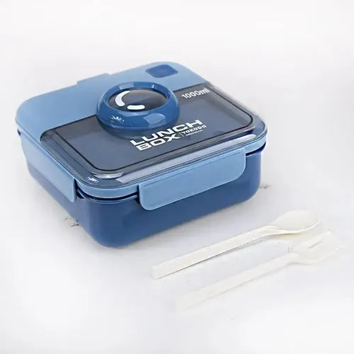 Taper Con Tapa Hermetico Antiderrame Vianda Lunchera Escolar Azul