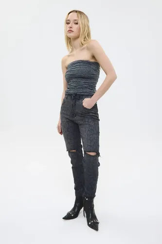 Jean Skinny Pantera Negro Chermix De Mujer Algodón Negro 22