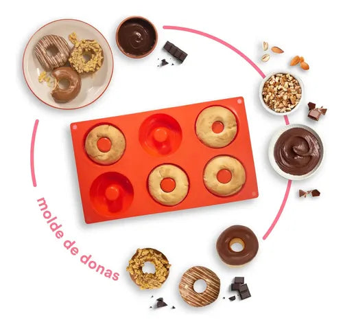 Molde De Silicona X 6 Donas Donuts Goma