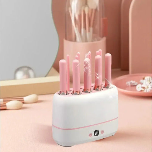 Limpiador Secador USB de Brochas de Maquillaje Blanco con Rosa · 17360 · foto 06