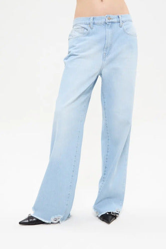 Jean Straight Destroyed Anchos Cher Mix Mujer Algodón