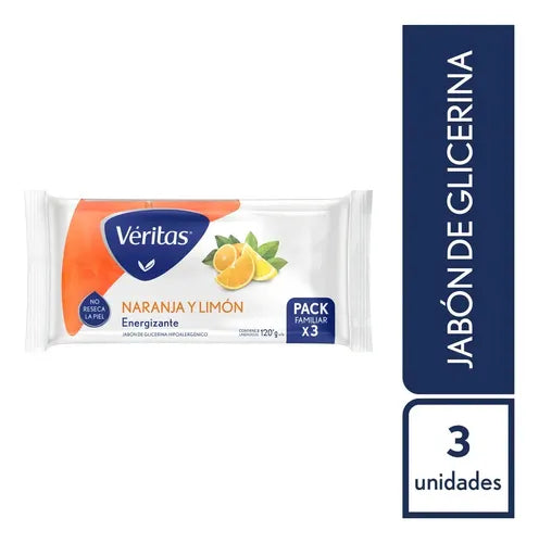 Jabón De Glicerina Veritas Naranja Limón 3x120g Barra Cuerpo · 17758 · foto 04