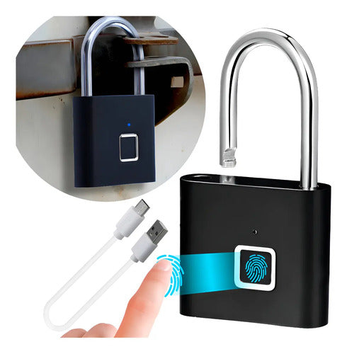 Candado Inteligente Recargable Huella Digital Bluetooth Antirrobo Negro · 18944 · foto 01