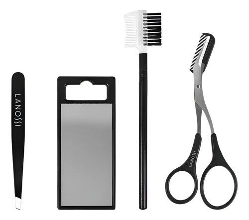 Kit de Cuidado para Cejas Lanossi Cepillo, Espejo y Pinza Negro · 17709 · foto 01
