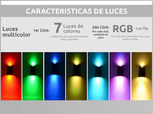 Aplique Exterior Bidireccional Panel Solar Luz Rgb Calida X2