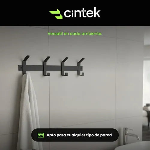 Perchero Pared Cintek Industrial Hierro Negro 4 Ganchos Resi