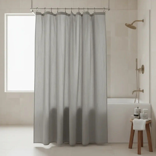 Cortina de Baño Tela Gasa Tusor 100% Algodón Gris Liso · 15902 · foto 01