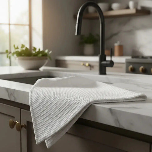 Repasador Toalla Premium Algodon 56 X 49cm Blanco 6 Unidad