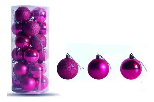 Bolas Navideñas 6cm 24p Fucsia