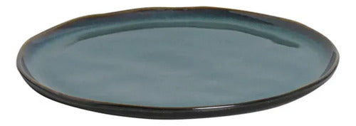 Platos Playos Cerámica Gres Veteado 27,5cm Oceano X1 U Lisa