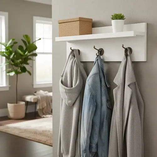 Perchero Repisa Estante Organizador Ropa De Pared Recibidor
