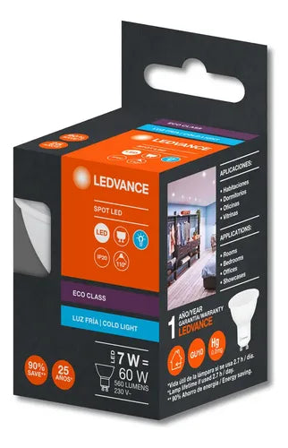 Lampara Dicroica Led 7w Luz Fria Gu10 110º Ledvance E A Frío