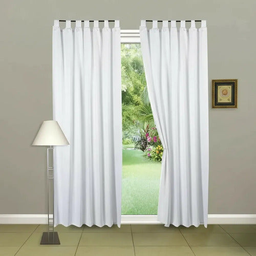 Cortina Tropical Mecanico 2 Paños Listas P/ Colgar 2 X 1,3 M Blanco