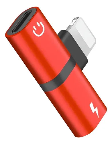 Adaptador 2 En 1 Splitter Carga Audio Para iPhone Rojo