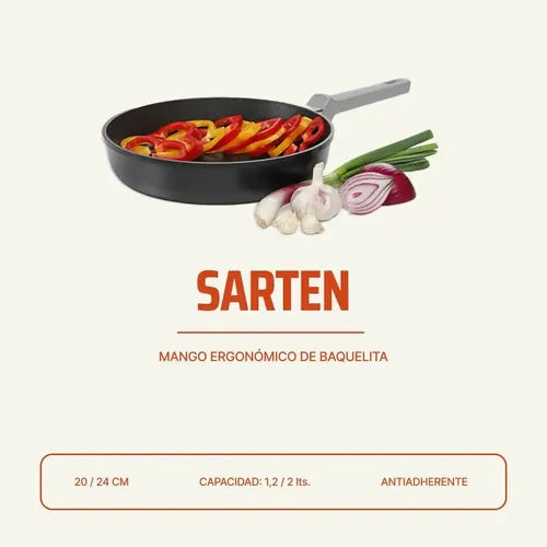 Sartén De Aluminio Fundido 24cm Con Recubrimiento Antiadherente Sin Pfoa 2 Litros Mango Gris Tio Tito
