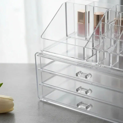 Organizador Maquillaje Acrílico Cajones Porta Cosméticos Transparente