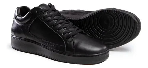 Zapatillas Hombre Cuero Vacuno Negro. Bremen Talle 41 Negro