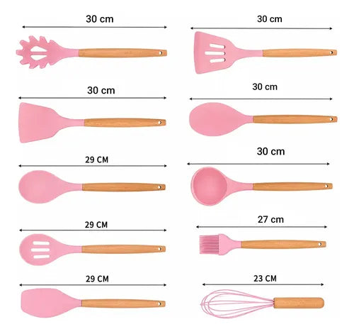 Set Juego De Utensilios Cocina Silicona X19 Piez Mango Mader