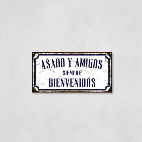 Cartel de Chapa Asado Familia y Amigos Siempre Bienvenidos · 4814 · foto 03