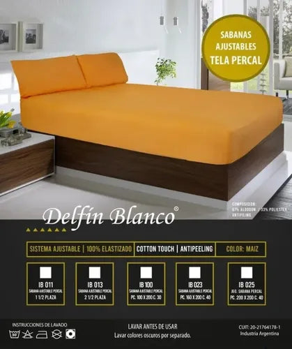 Sabana Ajustable 100% Elastizada Delfin Blanco King 200x200