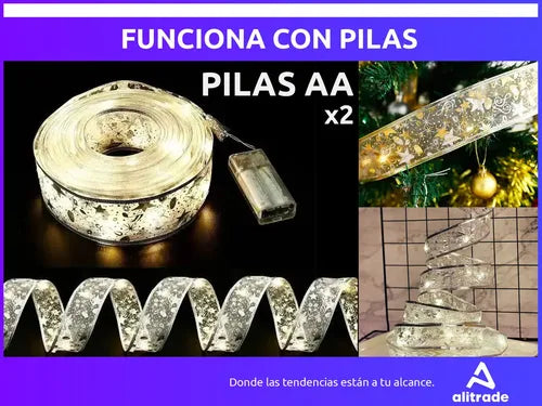 Cinta Luces Navideñas Led Decoración Arbol Navidad 5m Color Dorado Color De Las Luces Cálido Alitrade
