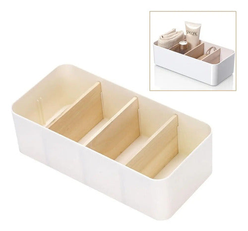 Organizador Multiuso Blanco 4 Divisiones Madera Casa Oficina