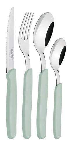 Juego De Cubiertos Tramontina Carmel 24 Pz Cuchillo Tenedor Color Verde Claro