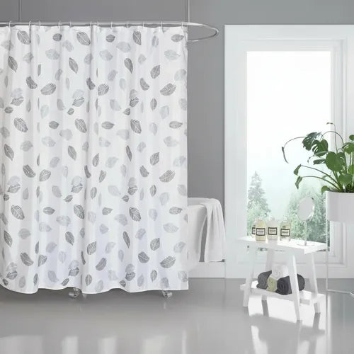 Cortina De Baño Teflón Estampada Imperme Blanco Hoja