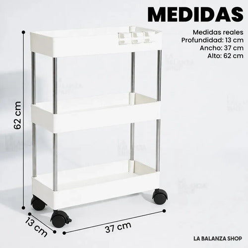 Carrito Organizador Estantes Cocina Alacena Lbs Con Ruedas Blanco