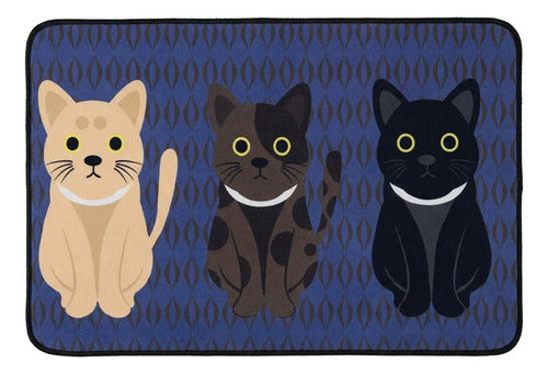 Alfombra Antihumedad Antideslizante 40x60cm Diseño 3 Gatitos Azul · 15848 · foto 02