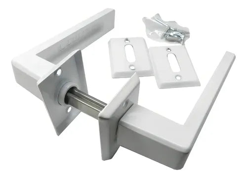 Manija Picaporte Aluminio Biselada Blanca Puerta Reforzada