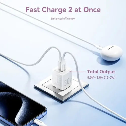 Cargador De Pared Carga Rapida Usb Y Usb-c 30w Vention Color Blanco