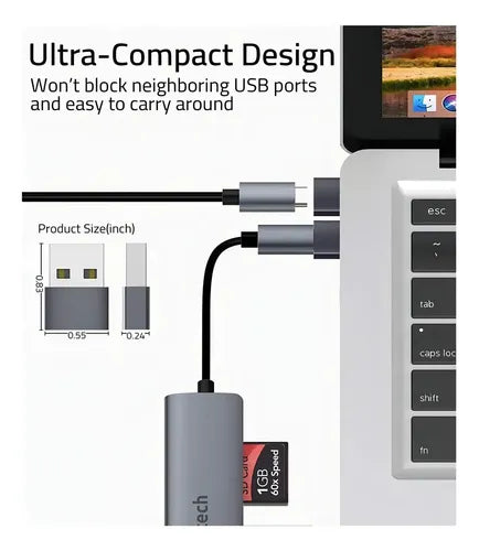 Adaptador USB-C a USB 2.0 Syntech para iPhone y Galaxy Gris · 6438 · foto 02