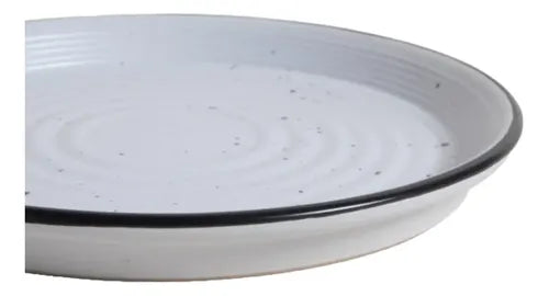 De 6 Platos De Postre Redondos Canela Boston De Cerámica Con Borde Gris De 21 Cm