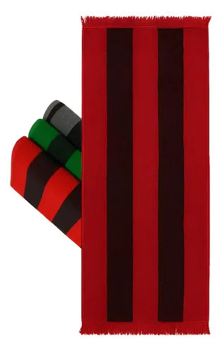 Pack De 3 Toallones Deportivos Ragazza Rayas De Algodón Y Poliéster Negro/verde, Negro/gris, Negro/rojo