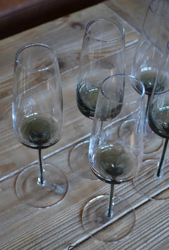 Set X6 Copas De Champagne Tallo Negro